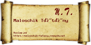 Maloschik Tétény névjegykártya